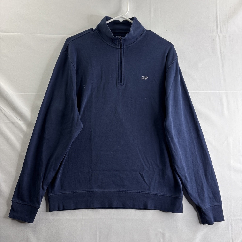 Vineyard Vines Mens 1/4 Zip Sweatshirt Medium Blue Long Sleeve Casual Travel